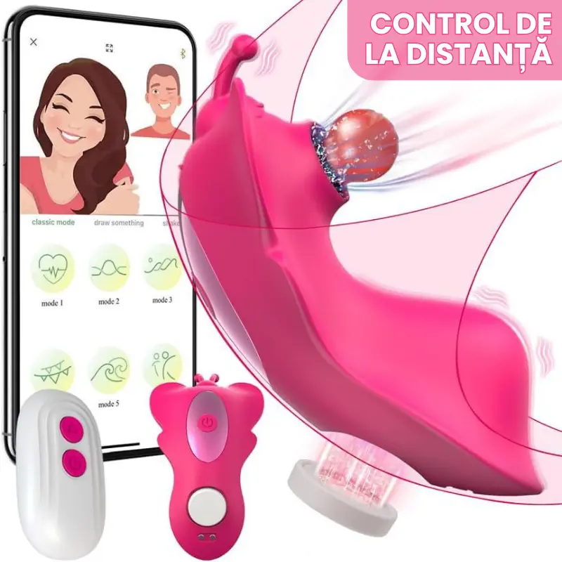 Vibrator invizibil cu telecomanda si fluture colorat