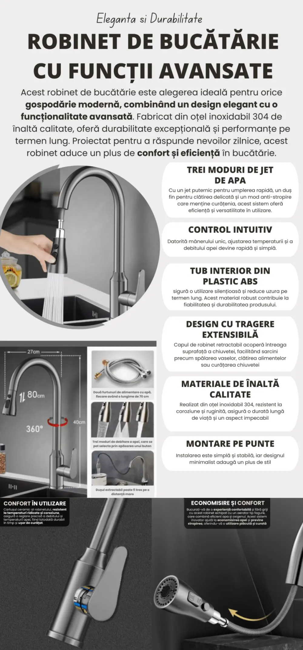 Robinet Bucatarie Tragere Extensibila