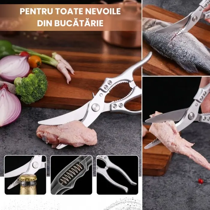 Foarfeca multifunctionala taiere carne pui legume desfacator sticle