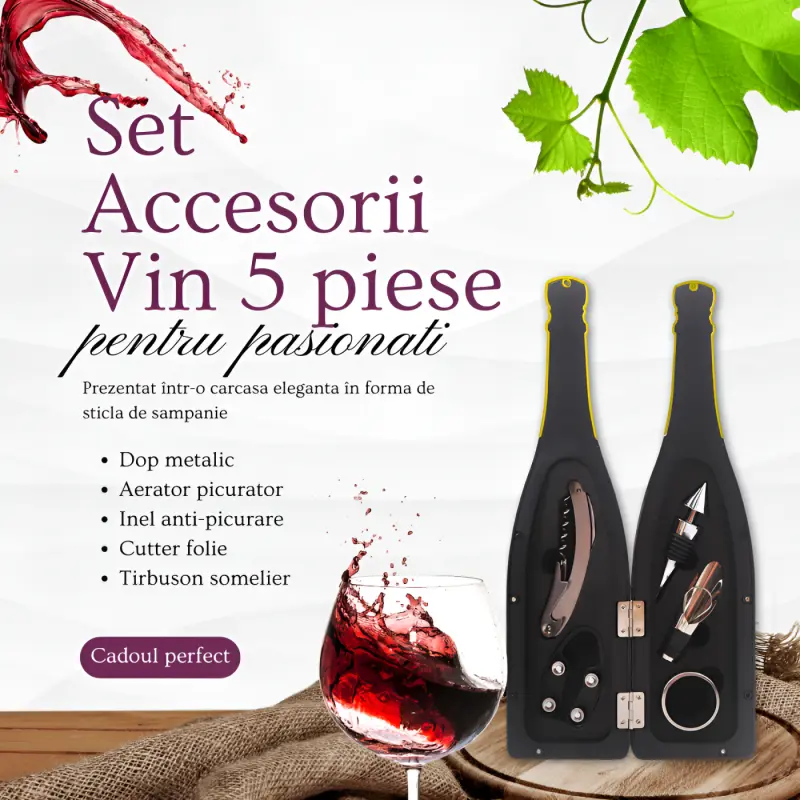 Set Cadou Vin Rosu 5 Piese