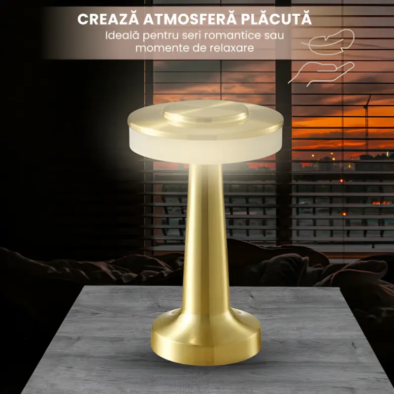 Lampa De Masa LED Wireless Portabila cu Port USB Si acumulator 1800mAh