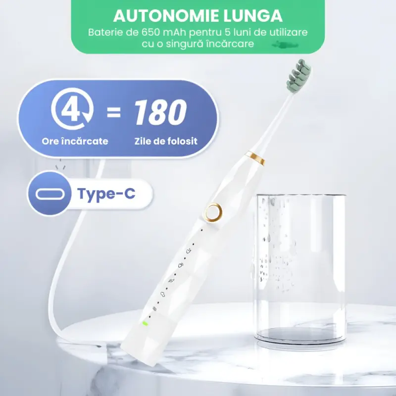 Periuta de Dinti Electrica Sonica A6S+PLUS cu Senzor Nou