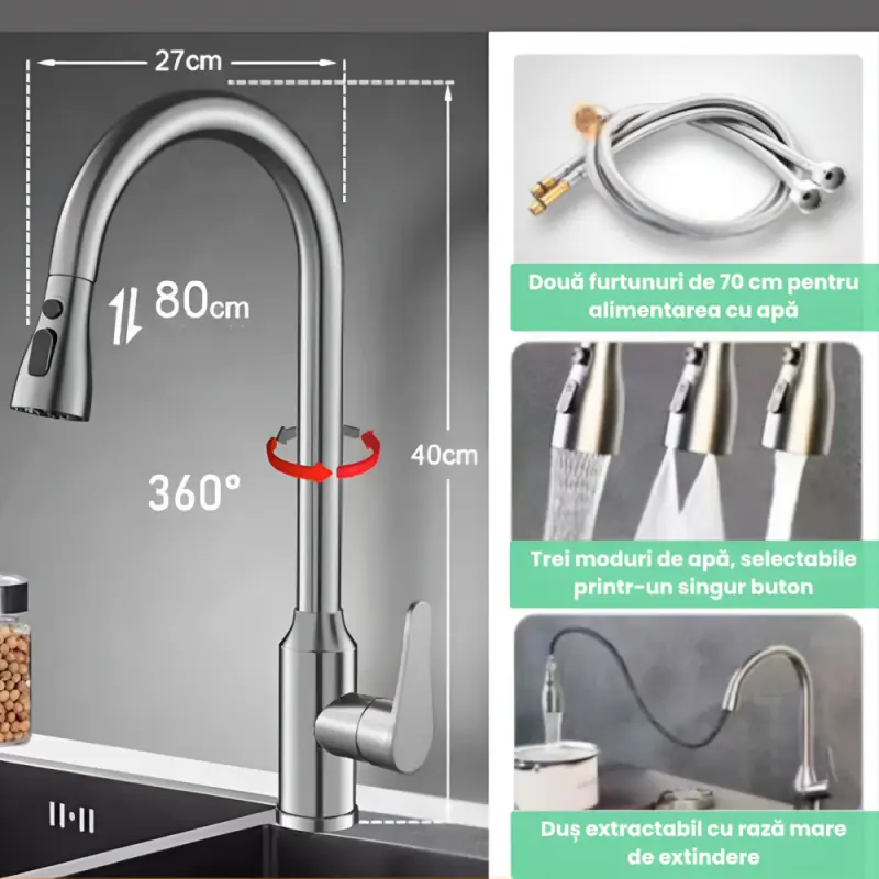 Robinet Bucatarie Tragere Extensibila