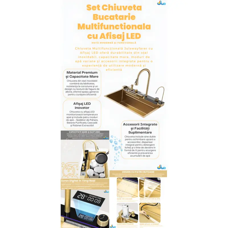Set Chiuveta Bucatarie Multifunctionala cu Afisaj LED