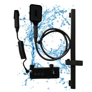 Coloana de Dus Smart, Full Abundance, Display LED, Comenzi Piano, Rotatie 360°, Tehnologie de Pulverizare cu Aer, Materiale Premium Durabil, Para Dus Set, Robinet Ascuns, Fara Conectare Electrica, Negru