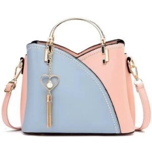 Geanta Eleganta Crossbody Femei, Casual sau Office, Piele, Design Versatil, Compartimente Multiple, Manere Metalice, Inchidere cu Fermoar si Magnet, Accesoriu Modern, Cadou Ideal, Stil Elegant si Practic, Roz Bleu