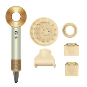 Uscator de Par Profesional 1600W, Anti-Frizz, Tehnologie Avansata, Ionizare, Uscare Rapida Eficienta, Control Digital Temperatura, Aer Rece, Compact, Performanta Superioara, Design Ergonomic, Ingrijire Par Neted Stralucitor, Duze Magnetice, Alb Auriu