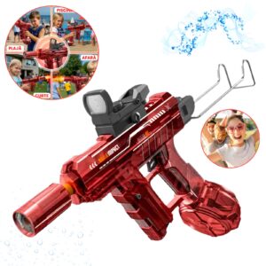 Pistol Cu Apa Electric Copii 2025, Model Automat UZI POOD, Tragere Continua, Jet Puternic Cu Recul, Reincarcare Rapida In Apa, Iluminare LED, Distractie Vara, Piscina, Plaja, Gradina, Plastic ABS, Rosu