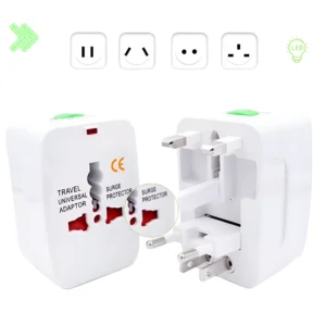 Adaptor Priza Universal Portabil EU/UK/SUA/JP/AUS/TH, Siguranta Avansata, Protectie Supratensiune, Indicator LED, Compact, Policarbonat, Ideal pentru Calatorii Internationale, Design Ergonomic, Utilizare Globala, Alb