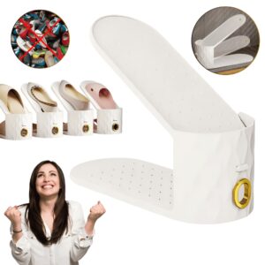 Organizator Incaltaminte Reglabil Pentru Dulap si Rafturi, Suport Vertical, Economisire Spatiu, Compatibil Pantofi, Sport, Sandale, Balerini, Tocuri, Ghetele Usoare, Material Rezistent, Suprafata Anti Alunecare, Alb