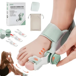 Corector Hallux Valgus Reglabil cu 3 Unghiuri De Corectie, Orteza Monturi Picior cu Reglaj prin Buton, Separator Silicon Medical Hipoalergenic, Orteza Noapte Zi Stabilizare, Kit Complet Inlocuire