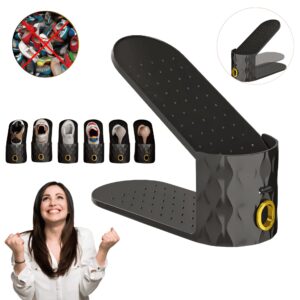 Organizator Incaltaminte Reglabil Pentru Dulap si Rafturi, Suport Vertical, Economisire Spatiu, Compatibil Pantofi, Sport, Sandale, Balerini, Tocuri, Ghetele Usoare, Material Rezistent, Suprafata Anti Alunecare, Negru