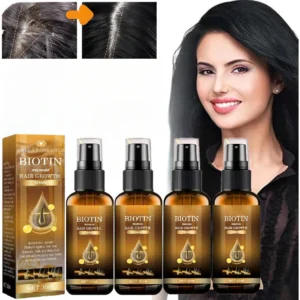 4 x Ser Biotina pentru Par, Tratament Avansat Crestere Rapida, Intarire Fire, Prevenire Cadere, Hidratare Par Fragil, Reparare Varfuri, Scalp Sanatos, Fara Reziduuri Grase