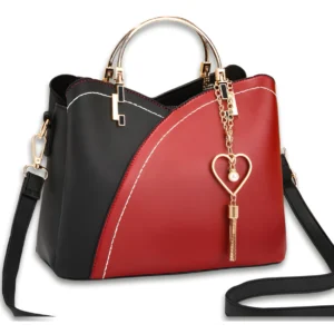 Geanta de Mana Eleganta Crossbody Femei, Piele, Casual sau Office, Design Versatil, Compartimente Multiple, Manere Metalice, Inchidere cu Fermoar si Magnet, Accesoriu Modern, Cadou Ideal, Stil Elegant si Practic, Rosu Negru