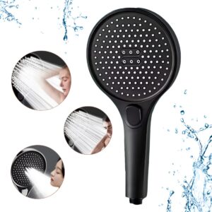 Cap Dus Presurizat Para 3 Functii cu Suport Autoadeziv Fara Gaurire, Jet Reglabil, ABS Negru, Instalare Rapida fara Unelte, Compatibil Universal G1/2, Ideal Pentru Presiune Scazuta, Negru