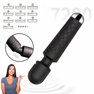 Vibrator Personal Discret Bagheta Masaj Femei Clitoris, 20 Moduri, 8 Viteze, Motor Puternic, Cap Flexibil Silicon Moale, Prietenos cu Pielea, Rezistent Apa IPX6, Compact, Ergonomic, Reincarcabil USB, Discret, Silention, Material Hipoalergenic, Negru