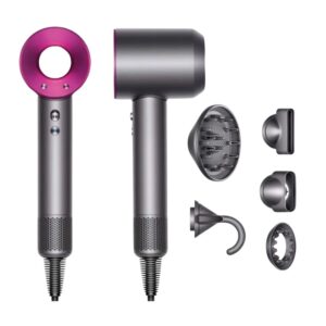 Uscator de Par Profesional 1600W, Anti-Frizz, Tehnologie Avansata, Ionizare, Uscare Rapida Eficienta, Control Digital Temperatura, Aer Rece, Compact, Performanta Superioara, Design Ergonomic, Ingrijire Par Neted Stralucitor, Duze Magnetice, Negru Fucsia