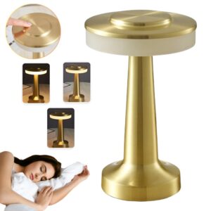 Lampa De Masa LED Wireless Portabila cu Port USB Si acumulator 1800mAh, control Tactil, Autonomie Pana la 180h, 3 Moduri Luminozitate Reglabila, Cald, Neutru, Rece, Design Modern, Metal ABS, Auriu