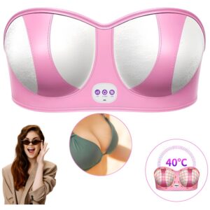 Sutien Electric Masaj Sani, Crestere Sani, EMS Wireless, Vibratii, Compresie Calda 5 Viteze, Fermitate Sani, 10 Tehnici Masaj, Material Moale Piele, Auto Oprire 15 Min, Dispozitiv Ingrijire Personala Femei, Roz